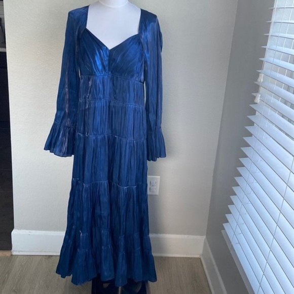 Cinq à Sept long sleeve asymmetric Dress in Dark Blue - Picture 3 of 8